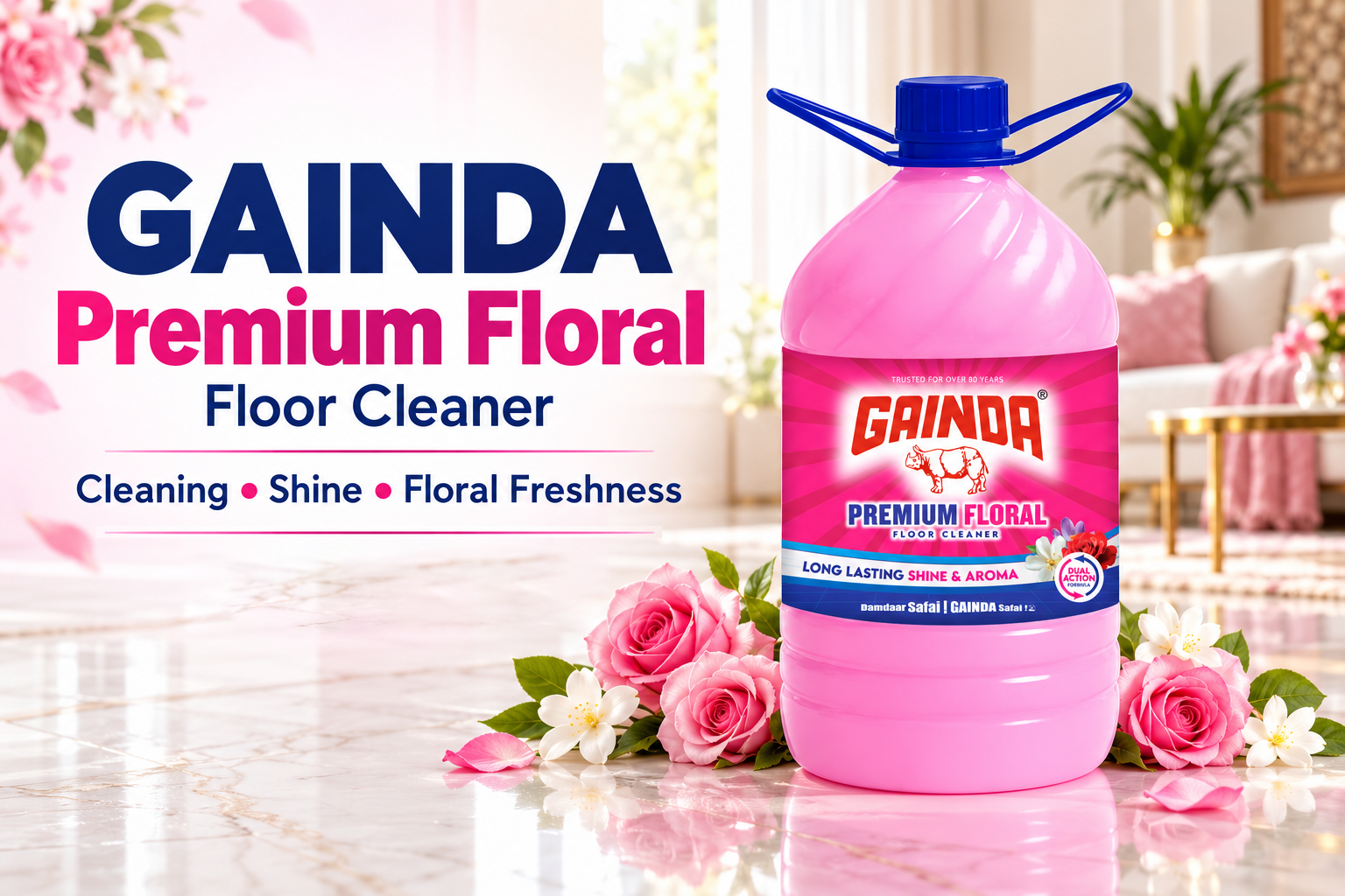 Fresh Floors, Fresh Mood: GAINDA Premium Floral Floor Cleaner